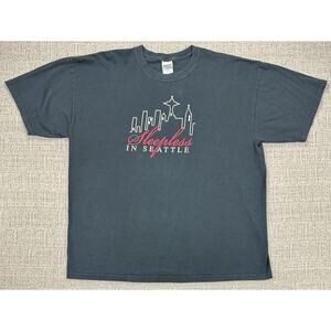 Vintage Sleepless in Seattle Shirt Mens XL Black Movie Skyline Shirt Y2K Gildan